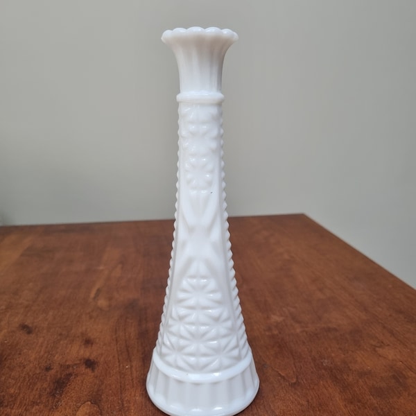 White Milk Glass Bottle, Vase, Bud Vase