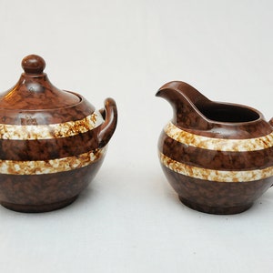 French Two Tone Sugar Bowl and Creamer