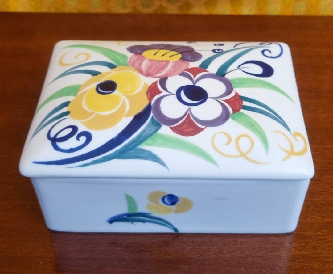 Vintage Poole Pottery Trinket Box: Handpainted Floral Design - Etsy