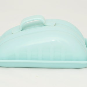1950s Turquoise Blue Plastic Butter Dish with Lid, Tableware, Home Dining