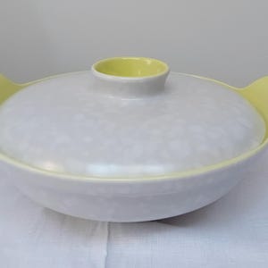 Vintage Poole Pottery Twintone Tureen: Lime Yellow & Seagull Dish