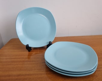 Four Hartland Melmex Blue Melamine Plastic Picnic Side Plates