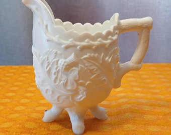 Sowerby Thistle and Shamrock White Milk Glass Creamer