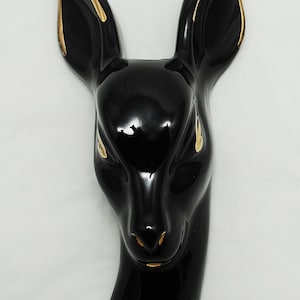 Black and Gold Deer&#39;s Head Wall Pocket Vase