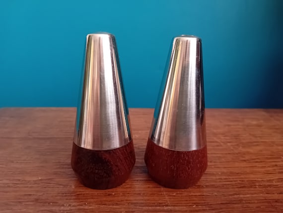 Vintage Danish Modern Salt and Pepper Shakers, Rosewood