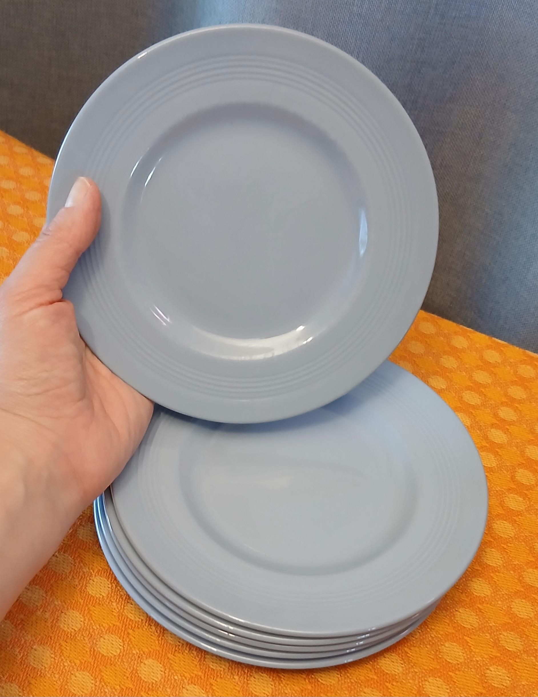 Set of 6 Vintage 1940s Wood's Ware Iris Side Plates, Pastel Blue