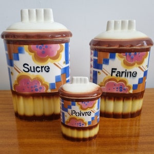 Ditmar Urbach Czechoslovakian Sugar, Flour and Pepper Canisters