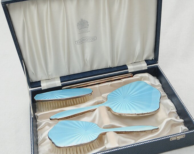 Elkington Dressing Table Mirror Brush and Comb Set Etsy