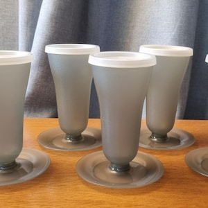 Vintage Tupperware Parfait Cups: Grey #754 Picnicware, Detachable Base