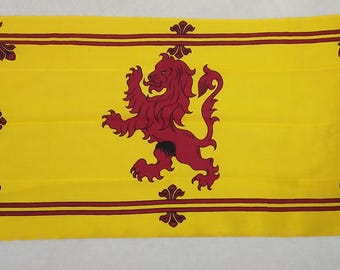 Vintage Lion Rampant Banner, Scottish Royal Arms Flag, Man Cave Decor