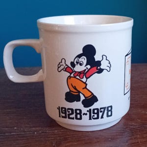 Walt Disney Mickey Mouse 50 Years Commemorative Mug, Fiftieth Anniversary Cup, Seventies Kitchen, Children's Cup, Collectible Mug, Giftware