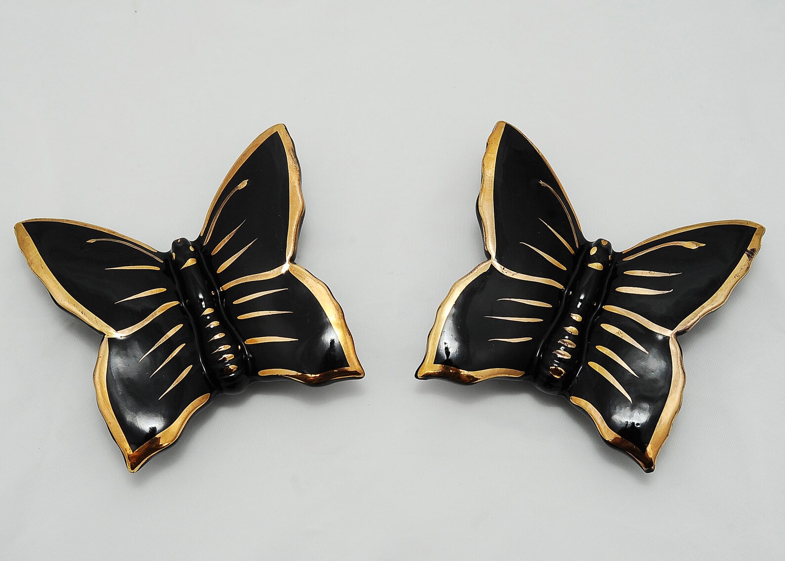 Pair of Black and Gold Butterfly Wall Pocket Posy Vases Etsy