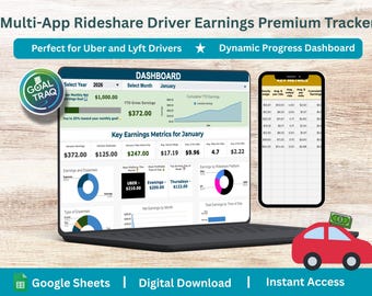 Rideshare Driver Automated Earnings Progress Tracker | Uber, lyft