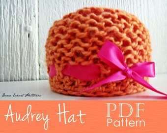 Het Audrey Hat PDF-breipatroon (baby-volwassene)