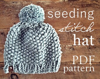 Het Seeding Stitch Hat PDF-breipatroon (volwassenen)