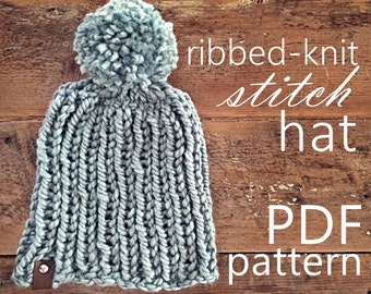 The Ribbed Stitch Hat PDF Knitting Pattern (adult)