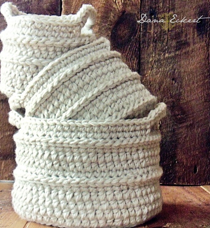 Set of 3 Crochet Basket PDF Pattern Etsy