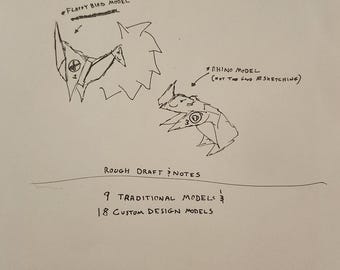 Borrador de Battle-Gami (Libro de origami con 18 diseños de modelos únicos/personalizados y juego de mesa jugable). Borrador escrito a mano.