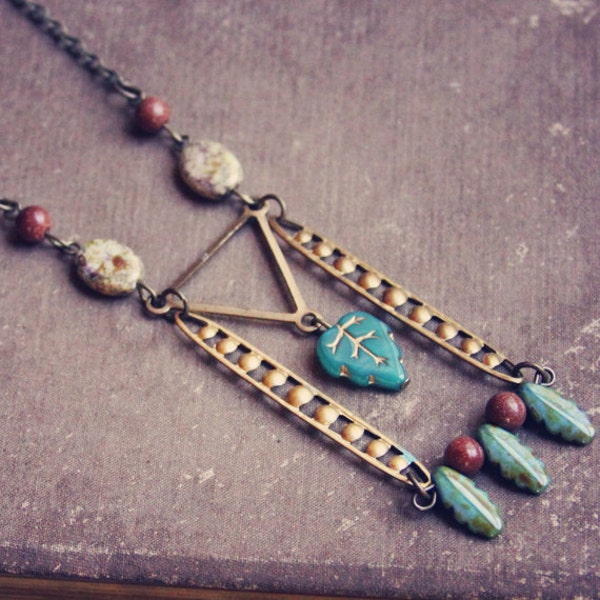 samara.  an earthy tribal inspired geometric pendant.