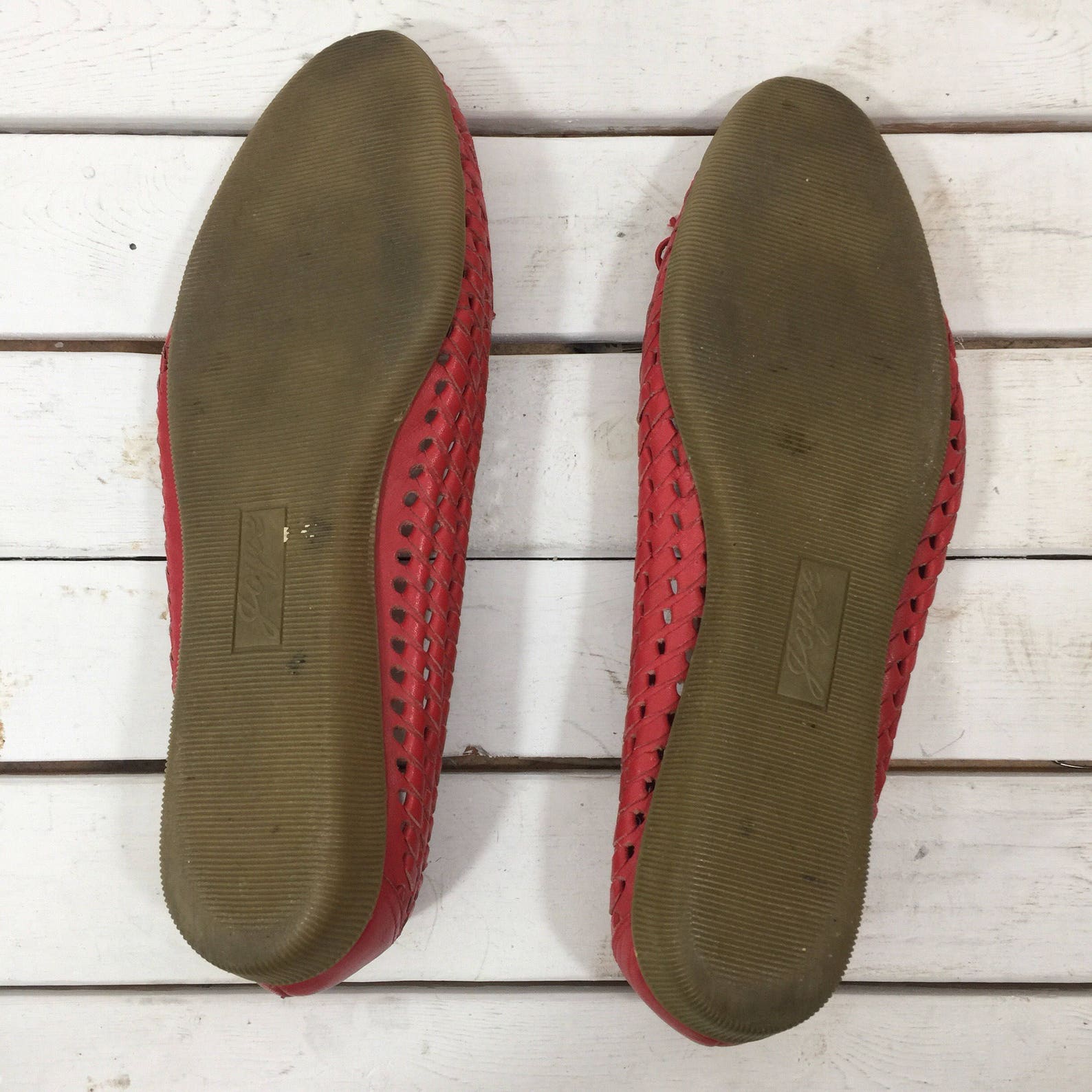 vintage 80's red woven leather ballet bow flats 8