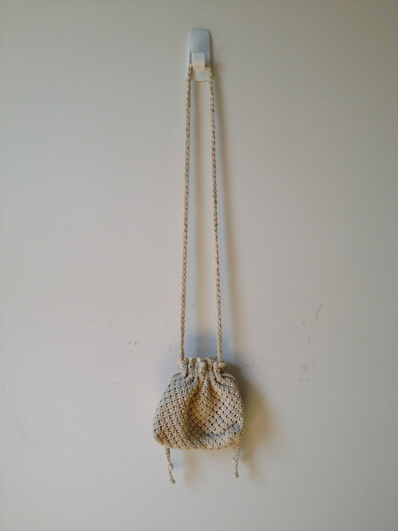 Vintage crochet drawstring cross body bag Etsy