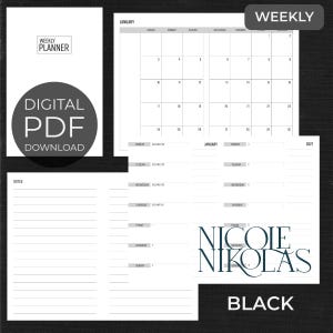 2027 WEEKLY Planner - Book Binding Signatures - Black