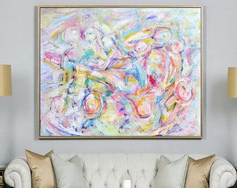 Abstract contemporary original oil on canvas art studio love man and woman relationship home decoration large art by Elisaveta Sivas