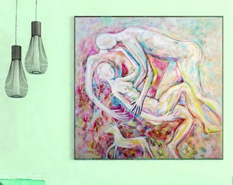 Contemporary oil on canvas art collection art studio LOVE ARTWORK man and woman relationship home decoration artwork by Elisaveta Sivas