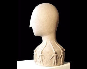 Conceptual modern clay sculpture modern minimalist art for collection ceramic bust head