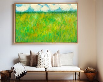 ABSTRACT original oil on canvas painting colorful bright cheerful vibrant art collector home decor modern large artwork by Elisaveta Sivas
