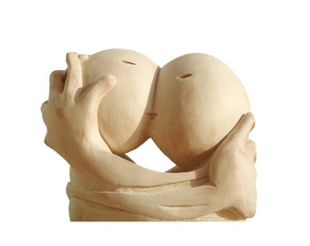 Sculpture modern artwork contemporary art lovers couple relationship love original art stoneware white by Elisaveta Sivas