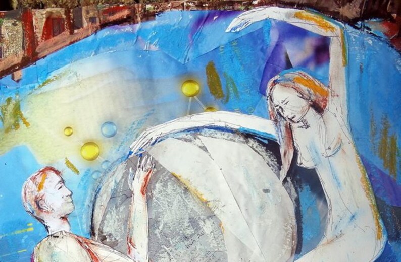 4\u201d x 6\u201d Acrylic /& Oil Pastel Landscape Painting