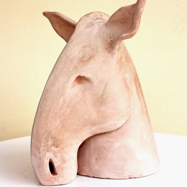 Horse ceramic sculpture bust large horse art by Elisaveta Sivas