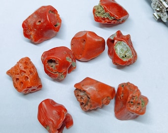 Natural Italian Red Coral Rough Beads (68 CT), Jewelry Making Supply