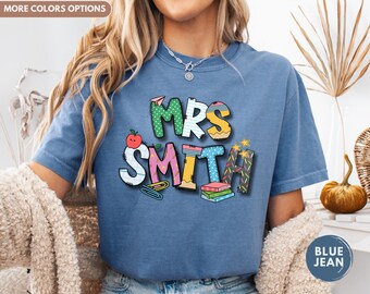 Custom Teacher shirt, Cute Teacher Tee, Teacher Appreciation gift, Colorful Back to School Teacher Tee, Personalized Teacher Shirt, Teaching