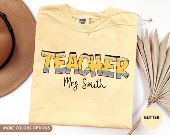 Comfort Colors Personalized Teacher Shirt, Custom Teacher Name, Teacher Appreciation Gift, Back to School, Mrs Name Shirt, Mrs Teacher Shirt