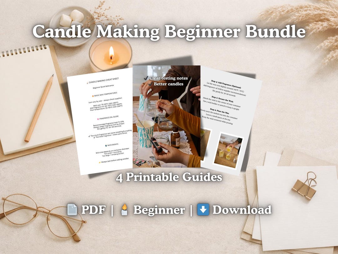 Candle Making Beginner Guide Bundle | Printable PDF, Cheat Sheets - Etsy