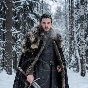 Jon Snow Costume | Game of Thrones Cosplay Outfit | Night’s Watch Black Leather Look | Jon Snow TV Series Costume