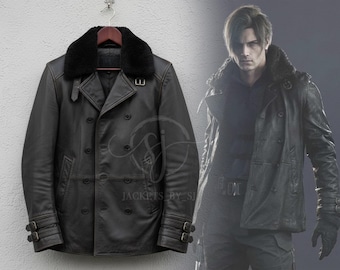 Chaqueta de cosplay de Leon Kennedy / Chaqueta de cuero inspirada en Resident Evil / Disfraz de Leon de RE0 / Traje de jugador hecho a mano / Cosplay de Halloween