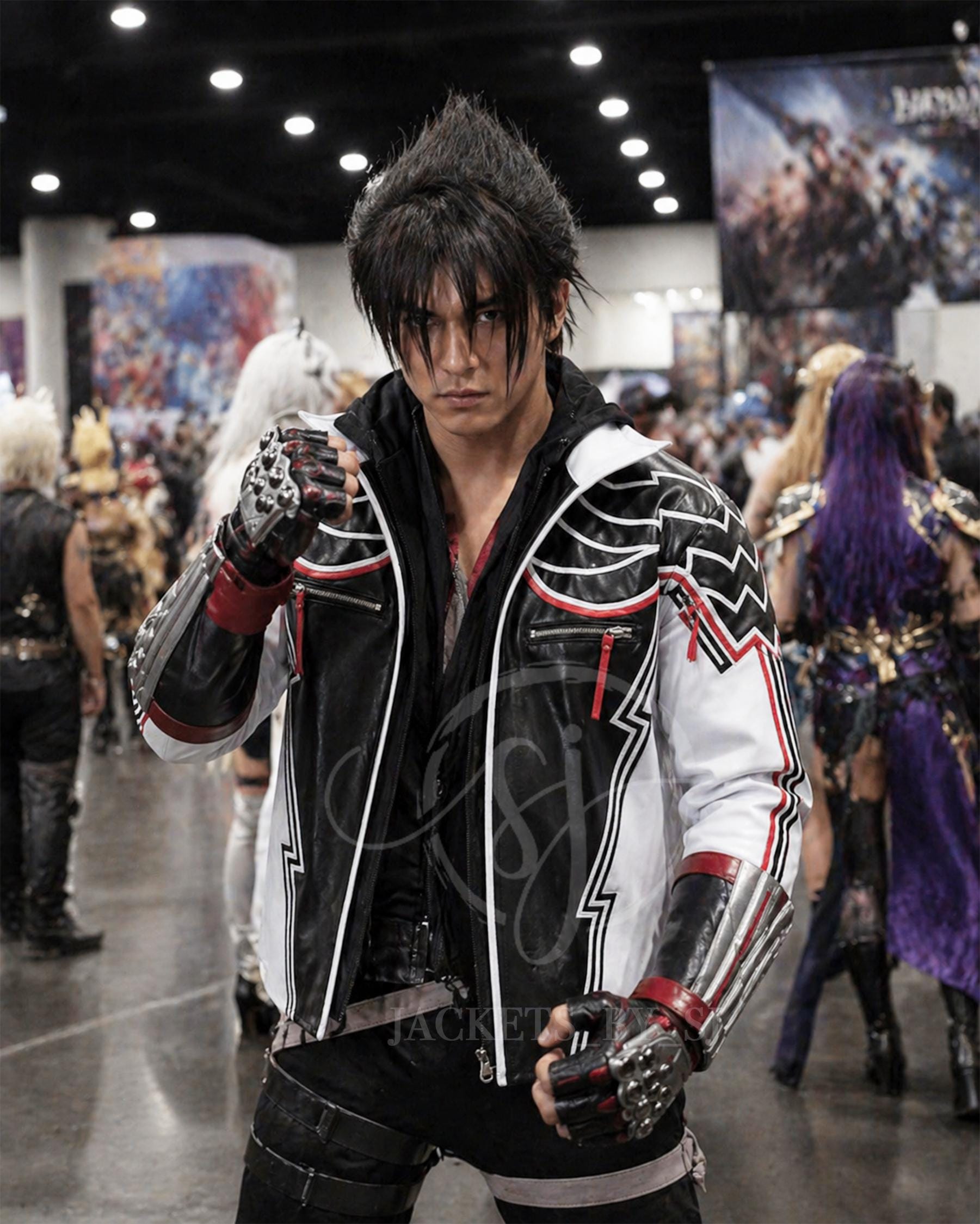 Jin Kazama Jacket Tekken 8 Cosplay | Black White Leather Jacket