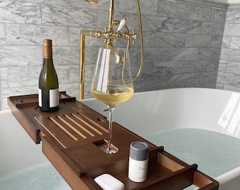 Organizador de bañera extensible hasta 104 cm, soporte para libros, jabonera, antideslizante.