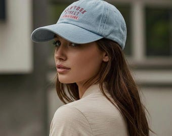Gorra coreana de algodón lavado estilo New York Street – Azul suave / Unisex