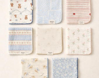 Handmade Cotton Handkerchief (Design by Korea )| Cotton Baby Towel, Printed Designs
