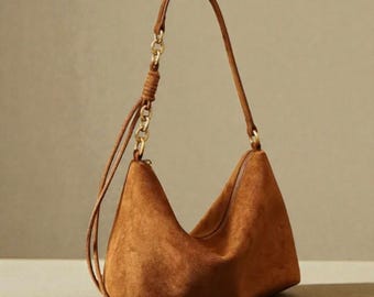 Women’s Leather Suede Crossbody Bag - Small Shoulder Handbag Purse, Soft Hobo Bag With Adjustable Strap, Trendy Everyday Women’s Purse