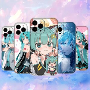 Funda para teléfono Kawaii estilo anime manga Hatsune Miku para iPhone 17e/16pro/14pro Max y Samsung S24+/S25/S22. Funda estética de anime Hatsune Miku.