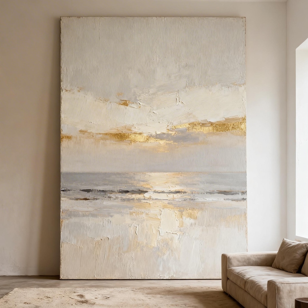 Wabi Sabi Wall Art - Neutral Textured Canvas 3D Abstract Painting Above ...