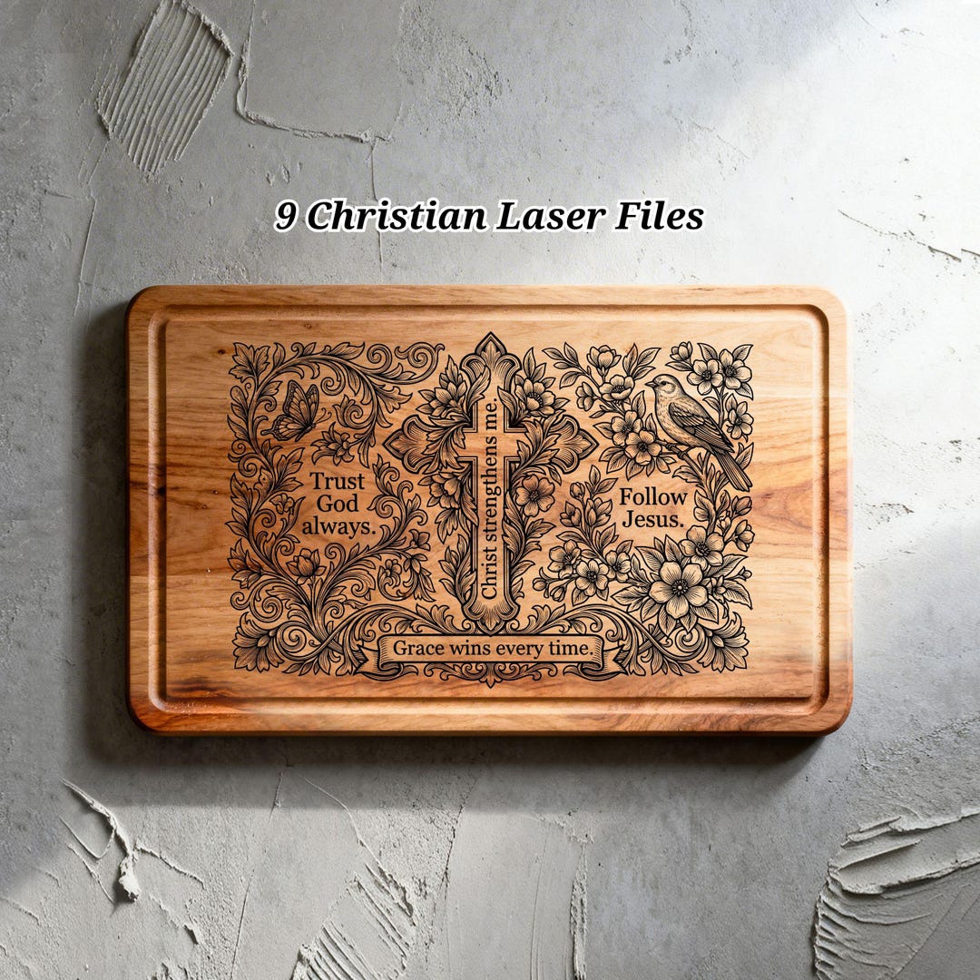 9 Christian Ornate SVG Files, Cross Scripture Charcuterie Board ...