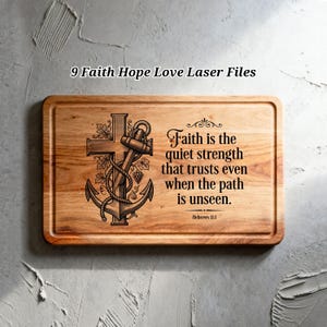 9 Faith Hope Love SVG Laser Files, Charcuterie Board Engraving Designs, Glowforge Xtool Lightburn
