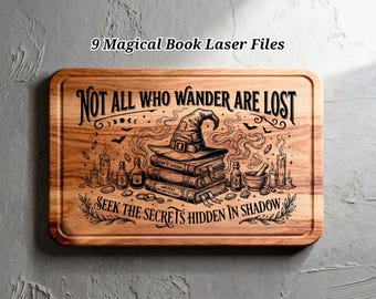 9 Magical Book Halloween SVG Files, Witch Charcuterie Board Engraving, Glowforge Lightburn Xtool CNC