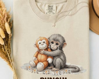 Punch Monkey Teddy Graphic Tee | Unisex Comfort Colors Animal Lover Shirt